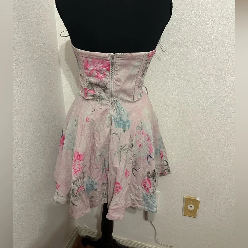 Bardot Adaline Floral Corset Strapless Mini Dress in lavender - Size S/ 4 - Picture 5 of 10